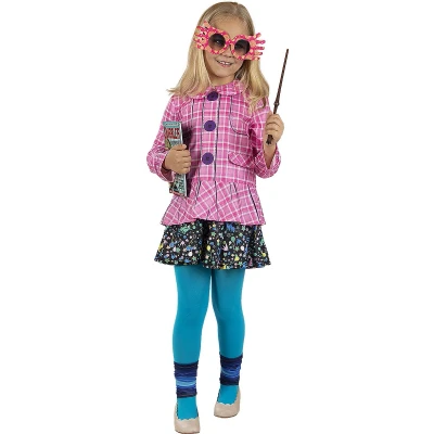 Afbeelding van Funidelia Loena Lovegood Kostuum voor meisjes â¶ Luna Lovegood, Harry Potter, Films &amp; Series, Hogwarts kinderen Accessoire verkleedkleding en rekwisieten Halloween, carnaval feesten Maat 97 104 cm Roze