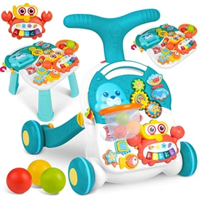 Afbeelding van Loopwagen met activiteitentafel wit 42x42x50,5 cm