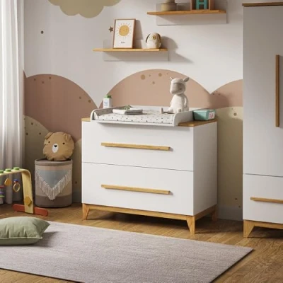 Afbeelding van Vitalispa Commode Malia, Wit/Wit, 108 x 98 cm met 2 laden
