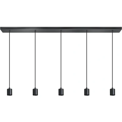 Afbeelding van ETH Origin hanglamp balk 5x E27 1200x100x25mm 200cm kabel zwart zonder glas