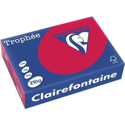 Afbeelding van Clairefontaine Trophée Intens, gekleurd papier, A4, 210 g, 250 vel, kersenrood papier