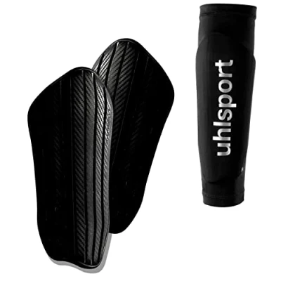 Afbeelding van uhlsport Carbonflex Evo voetbal scheenbeschermers voor kinderen en volwassenen, ultralichte met ventilatiegaten hoge schokabsorptie, maat XS