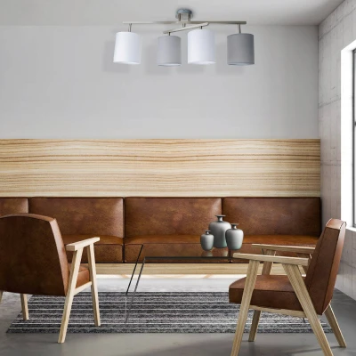 Afbeelding van Plafondlamp Tilde, vier stoffen kappen, grijs/wit