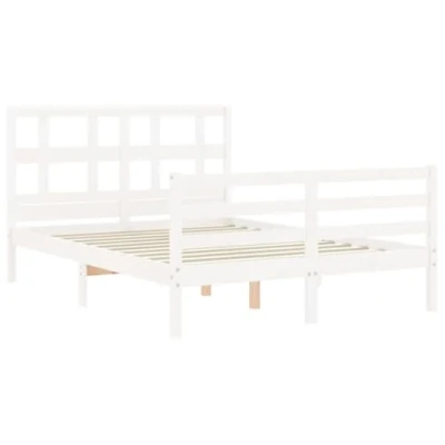 Afbeelding van Bedframe Met Hoofdbord Massief Hout 200X200 cm 140 x 200 / Wit