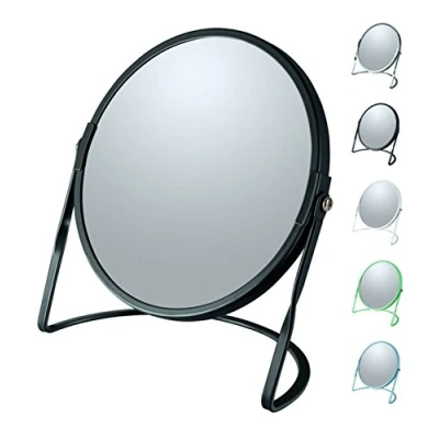Afbeelding van Make up spiegel Cannes 5x zoom metaal 18 x 20 cm zwart dubbelzijdig