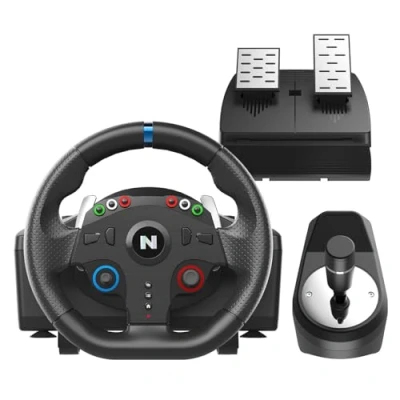 Afbeelding van NiTHO Drive Pro ONE Competition Volant de Compétition avec Levier vitesses et Pédales, Course à 270 Degrés Zone Morte Zéro, Simulateur Conduite Uniquement pour Windows PC