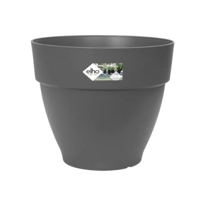Image de Elho Vibia Campana Rond 25 Pot De Fleurs pour Extérieur Plastique 100% recyclé Ø 24.5 x H 21.0 cm Noir/Anthracite