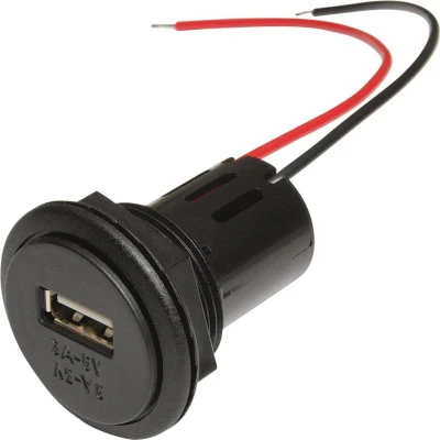 Afbeelding van ProCar Power USB Einbausteckdose EV mit Gewindehülse inbouwstopcontact Stroombelasting (max.): 3 A Geschikt voor Stopcontact 12 V naar 5 V, 24