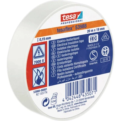 Afbeelding van tesa 53988 00061 00 Isolatietape Professional Wit (l x b) 20 m 19 mm 1 stuk(s)