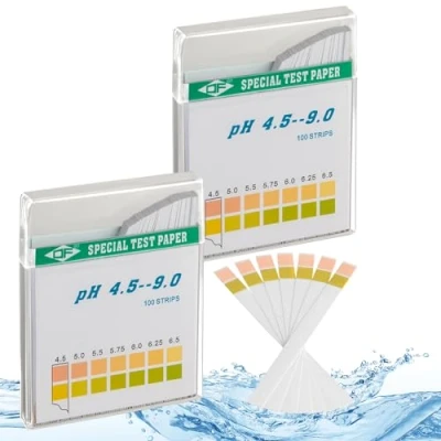 Afbeelding van ECENCE PH teststrips 200 stuks, zonnebloemtestpapier, meetbereik 4,5 9, universeel indicatorpapier, zuurgraadtest voor aquaria, drinkwater
