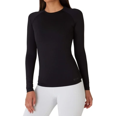 Afbeelding van TCA SuperThermal Performance Base Layer Sport Top Dames T shirt Lange Mouw voor Hardlopen of Krachttraining, zwart.