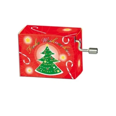 Afbeelding van Muziekdoosje kerst rood met kerstboom melodie O denneboom
