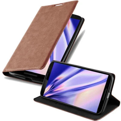 Afbeelding van Cadorabo Hoesje geschikt voor Motorola Google NEXUS 6 in CAPPUCCINO BRUIN Beschermhoes met magnetische sluiting, standfunctie en kaartvakje Book Case Cover Etui