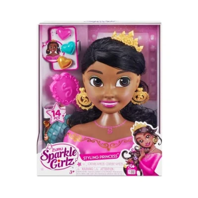 Afbeelding van ZURU Sparkle Girlz stylinghoofd en accessoires bruin een prinses in glamoureuze look vanaf 3 jaar 100499