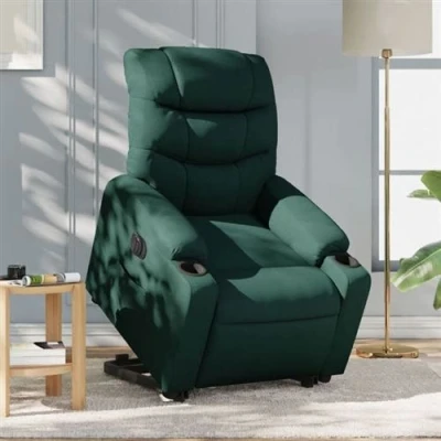 Afbeelding van VidaXL, Massagestoelen, Elektrische massagestoel met opstahulp Stof donkergroen