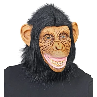 Afbeelding van W WIDMANN MILANO Party Fashion 03297 Chimpanseemasker met pluche bont, aap, dierenmasker, carnaval, themafeest