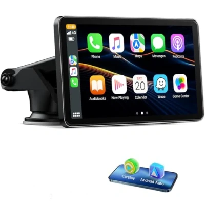 Afbeelding van Volam Carplay Android draadloos autodisplay met 1080p achteruitrijcamera, 7 inch touchscreen, spiegellink, live navigatie, spraakassistent, Siri, Google le Bluetooth 5.0,