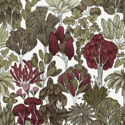 Afbeelding van DOODLE DESIGN BOMEN BEHANG Retro meerkleurig mosterdgeel &quot;Architects Paper&quot; A.S. Création Floral Impression