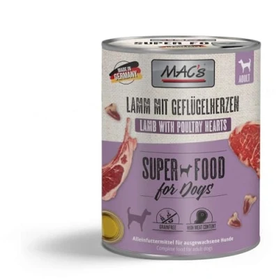 Afbeelding van MAC&#039;s Hondenvoer Natvoer Blik 70% Lam &amp; Gevogeltehart 6 x 800g