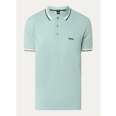 Afbeelding van BOSS heren Paddy regular fit polo van piqué katoen met logo in de kleur Lindegroen, maat: S
