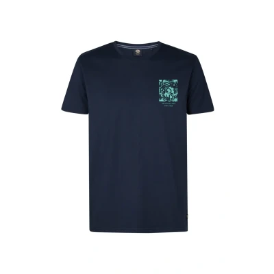 Afbeelding van Petrol Industries Heren Backprint T shirt Sandcrest Blauw Maat S