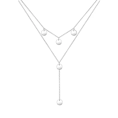 Afbeelding van Elli Dames Halsketting Y Ketting Geo Laagje Cirkel Plaatje in 925 Sterling Zilver