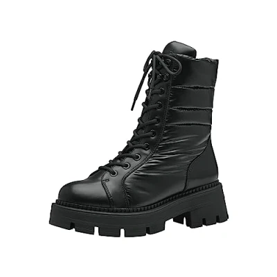 Afbeelding van Tamaris Veterboots, Dames, Maat: 41, Black Imitatieleer/ textiel