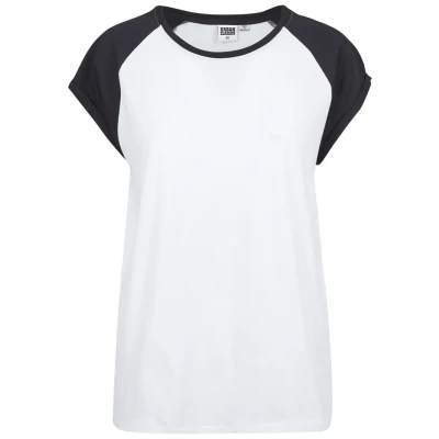 Afbeelding van Urban Classics Contrast Raglan Tshirt print, Dames, Maat: XL, White/black