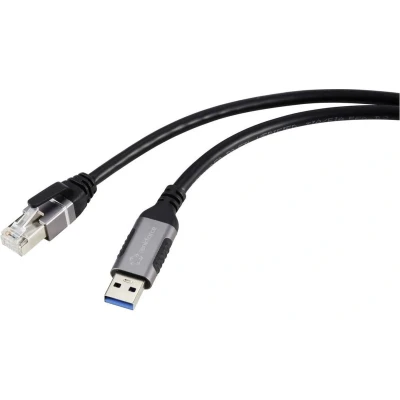 Afbeelding van Renkforce USB, Netwerk Adapterkabel [1x USB 3.2 Gen 1 stekker A (USB 3.0) 1x RJ45 stekker] 3.00 m Aluminium