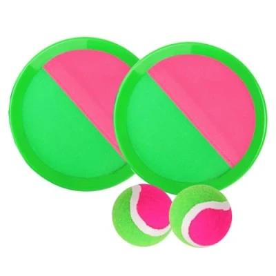 Afbeelding van Ball Catch® groen en roze, 2 rekken met klittenbandsluiting + ballen, Summer Beach Game voor kinderen volwassenen, leuk stimulerend speelgoed, praktisch draagbaar, outdoorspeelgoed,