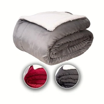 Afbeelding van Komfortec Sherpa Fleece Deken Bankdeken 240x220 cm Grijs