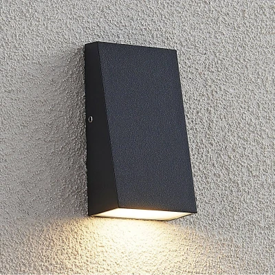 Afbeelding van Lucande LED wandlamp buiten 1licht drukgegoten aluminium H: 11.5 cm donkergrijs (RAL 7024) Inclusief lichtbron