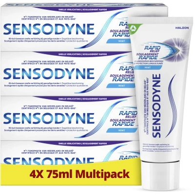 Afbeelding van Sensodyne Rapid Relief tandpasta voor gevoelige tanden 4x75ml