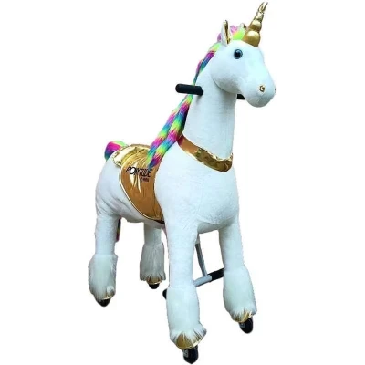 Afbeelding van Pony Ride, rijdend speelgoed eenhoorn Goud , SMALL