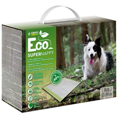 Image de Croci super Nappy Eco Lot de 14 tapis hygiéniques pour chiens et animaux domestiques absorbants, 84 x 57 cm, pipi chien chat, anti odeurs