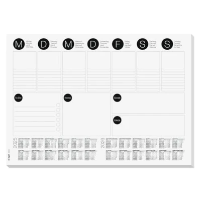 Afbeelding van Sigel bureauonderlegger 42x29,7cm wit week planner 30 vel kalender 2023/2024 SI HO506