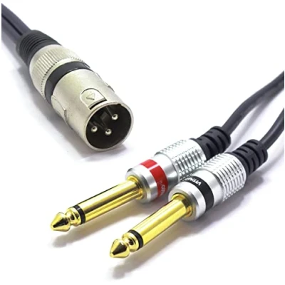 Afbeelding van VITALCO XLR mannelijk naar 2 x 6,3 mm TS jack kabel 5 m 3 polige microfoonkabel mono