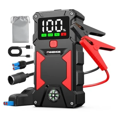Afbeelding van FNNEMGE Booster Accu 2500 A Peak 24800 mAh 12 V Jump Starter (tot alle benzine, 8,0 l dieselmotor), met draadloze oplader 10 W en uitgang EC 5 V.