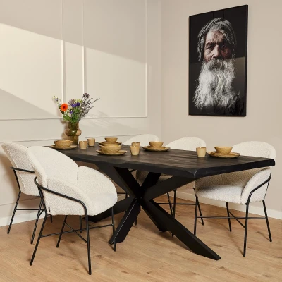 Afbeelding van StarFurn Boomstamtafel Boston Mangohout Zwart 220cm
