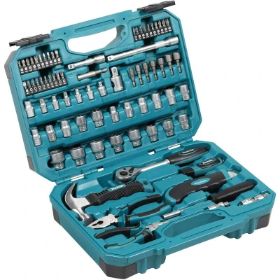 Afbeelding van Makita Handgereedschapset 76 Dl E 10899 In Koffer Bitset Doppenset 3/8 Inch Ratel Hamer 2 Tangen Schroevendraaiers Afbreekmes