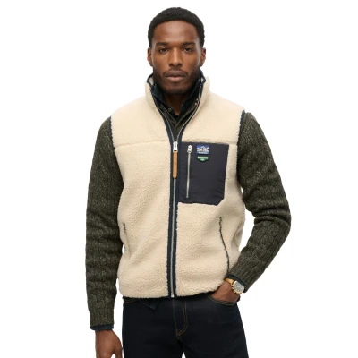 Afbeelding van Superdry Vintage Retro Bodywarmer, Heren, Maat: Large, Oatmeal beige