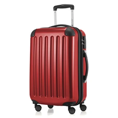 Afbeelding van HAUPTSTADTKOFFER Alex harde Koffer trolley rolkoffer reiskoffer, 4 dubbele wielen, uitbreiding, rood, 55 cm,