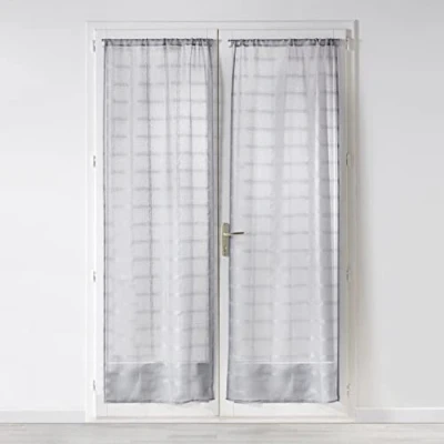 Afbeelding van douceur d&#039;intérieur, 1 paar gordijnen voor roede, 2 x 70 200 cm, Candide, grijs, gezandstraald voile