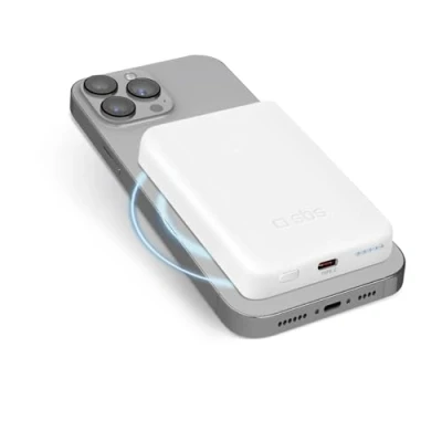 Afbeelding van Magnetische powerbank MagSafe compatible 5000 mAh USB C Wit