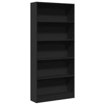 Image de vidaXL Bibliothèque noir 80x24x176 cm bois d&#039;ingénierie857854