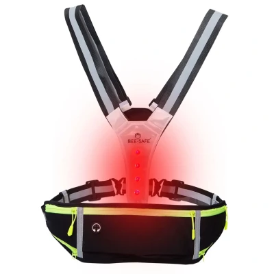 Afbeelding van Bee Safe Led Harness USB Waistbag Silver Zilver Hardloop Accessoires