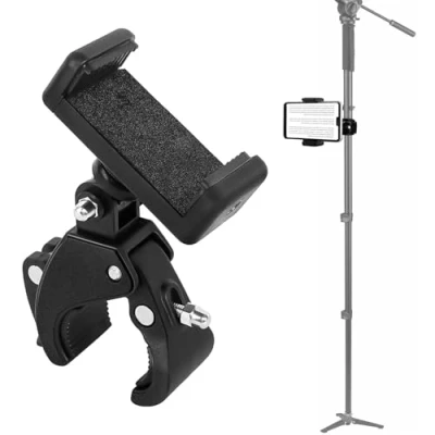Afbeelding van mobiele telefoonhouder voor fiets, 360 graden draaibaar, motorfiets, microfoonhouder de meeste telefoons