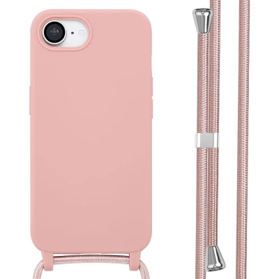 Afbeelding van imoshion hoesje Geschikt voor iPhone 16e Siliconen met koord Sand Pink