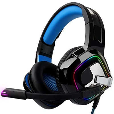 Afbeelding van Gaming Headset August EPG100L bedrade stereo hoofdtelefoon met omgevingsruisonderdrukking verstelbare microfoon en RGB licht, compatibel pc, Mac, tablets, telefoons