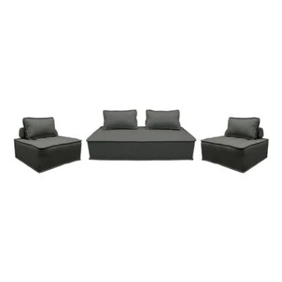 Afbeelding van sweeek Set van 2 dao fauteuils met zitsbank in stof, kussen